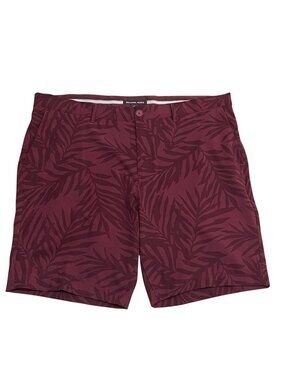 Michael Kors Mens Performance 9" Shorts Sz 38 Maroon Palm Print Golf Vacation